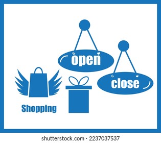 Shopping icon, marketing icon blue vector