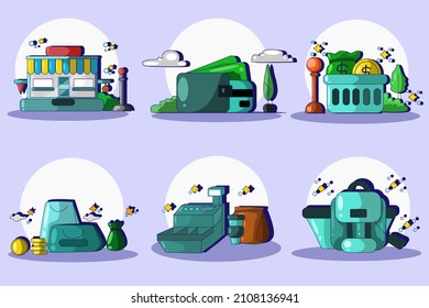 Icono de compra con ilustración de diseño de objeto