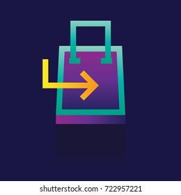 Shopping icon. on blue background. vector illustration. logo. Symbols. web
