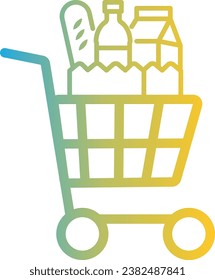 shopping icon on line gradient style
