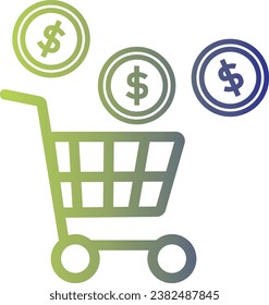 shopping icon on line gradient style