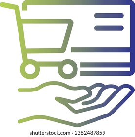 shopping icon on line gradient style