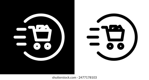 Shopping icon. Online shopping. Discount. Online store. Delivery. COD. Black icon. Silhouette icon.