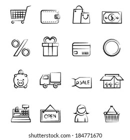 Shopping icon outline set