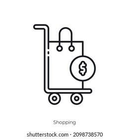 Shopping icon. Outline style icon design isolated on white background