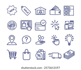 Shopping Icon Pack is a versatile collection of meticulously designed icons perfect for e-commerce websites, mobile applications, and digital marketing campaigns.