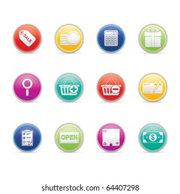 Shopping icon set 22 - Colored Buttons Series.  Vector EPS 8 format, easy to edit.