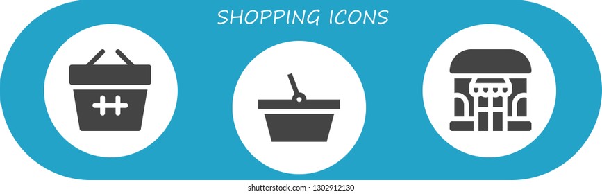  shopping icon set. 3 filled shopping icons.  Simple modern icons about  - Basket, Shop