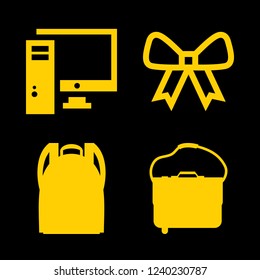 shopping icon set about bag, bow and computer vector set