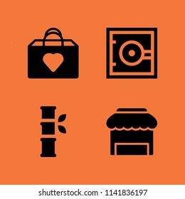 shopping icon set. With shopping bag, safebox and shop  vector icons for graphic design and web