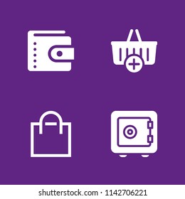 shopping icon set. shopping bag, safebox and wallet vector icon for graphic design and web
