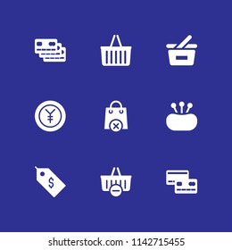 shopping icon set. shopping basket, tag and needle case vector icon for graphic design and web