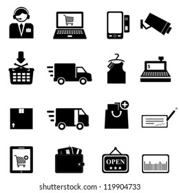 Shopping icon set in black