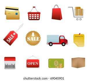 Shopping icon set and buttons