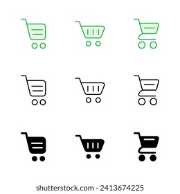 Shopping icon set. Shopping cart icon. Trolley icon vector