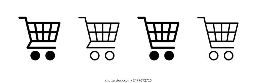Shopping icon set. Shopping cart icon. Trolley icon vector