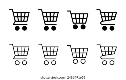 Shopping icon set. Shopping cart icon. Trolley icon vector