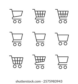 Shopping icon set. Shopping cart icon. Trolley icon vector