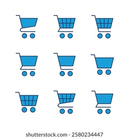 Shopping icon set. Shopping cart icon. Trolley icon vector