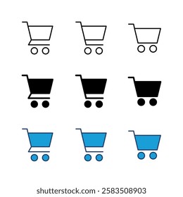 Shopping icon set. Shopping cart icon. Trolley icon vector