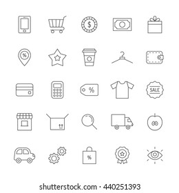 Shopping icon set. Clean and simple outline design.
