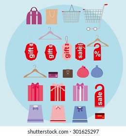 Shopping Icon Set. Colorful icon. Hanger icons.
