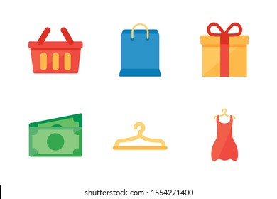 shopping icon set design, Commerce market store retail paying and buying theme Vector illustration