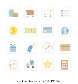 Shopping icon set. Designed for illustration, infographics, web icon, report, presentation, template and more in your business