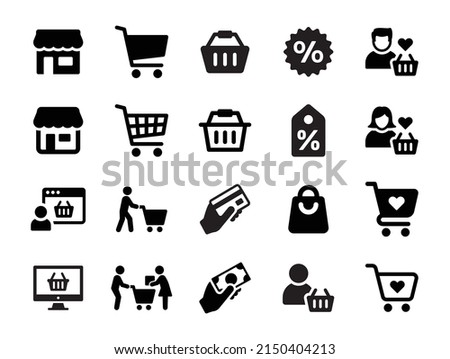 Shopping icon set. E-commerce icon collection. Shop and sale element, vector illustration