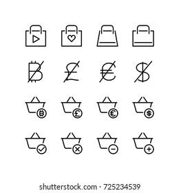 Shopping icon set. E-commerce concept.
