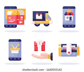 Shopping icon set. The icon are flat.