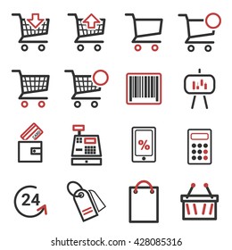 Shopping Icon Set, Shopping Icon Flat Design Vector Illustration 