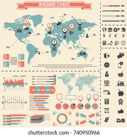 Shopping icon set with infographics elements