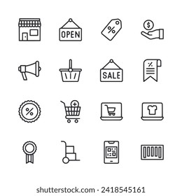 Shopping icon set isolated on white