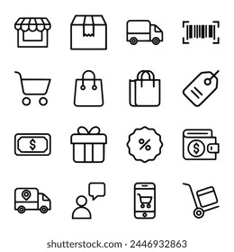 Shopping icon set isolated on white