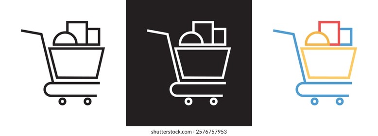 Shopping icon set.  isolated on white and black background. vector illustration. EPS10