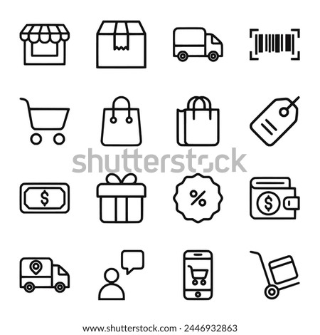 Shopping icon set isolated on white