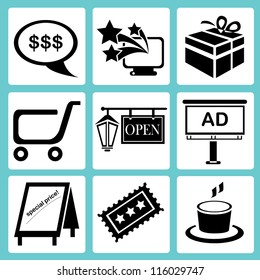 shopping icon set, marketing icon set, e commerce icon set