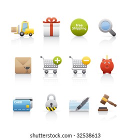 Shopping Icon Set for multiple applications. In Adobe Illustrator EPS 8.