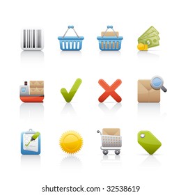 Shopping Icon Set for multiple applications. In Adobe Illustrator EPS 8.