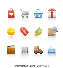 Shopping Icon set for multiple applications. In Adobe Illustrator EPS 8.