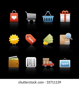 Shopping Icon Set for multiple applications. In Adobe Illustrator EPS 8.