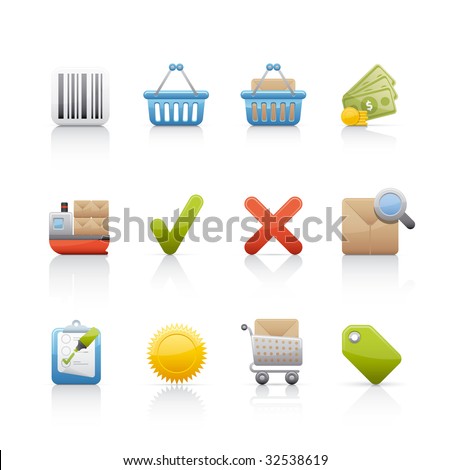 Shopping Icon Set for multiple applications. In Adobe Illustrator EPS 8.