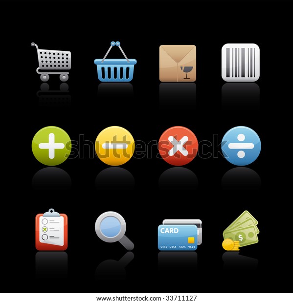 Shopping Icon Set for multiple applications. In Adobe\
Illustrator EPS 8.