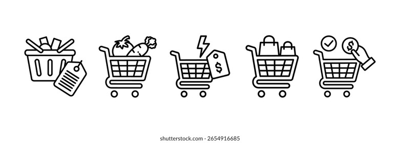 Shopping Icon Set Multiple Style Collection, Containing design Product, Shopping, Flash Sale, Shopping Frenzy, Cart Checkout