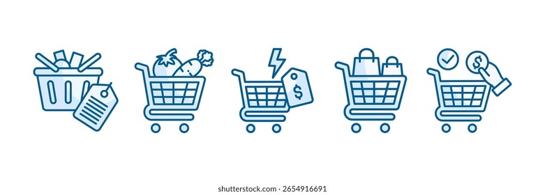 Shopping Icon Set Multiple Style Collection, Containing design Product, Shopping, Flash Sale, Shopping Frenzy, Cart Checkout