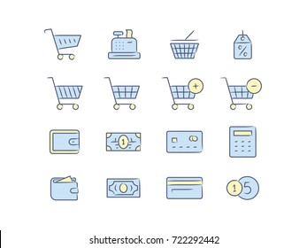 Shopping icon set. Online store icons. Linear vector illustration.