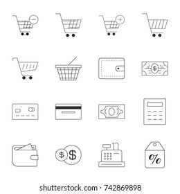 Shopping icon set. Online store icons. Linear vector illustration