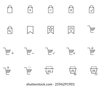Shopping icon set. Outline shopping icon collection. Editable stroke. Vector illustration on white background. 
