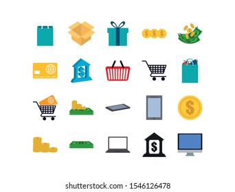 shopping icon set pack, High Quality variety symbols Vector illustration